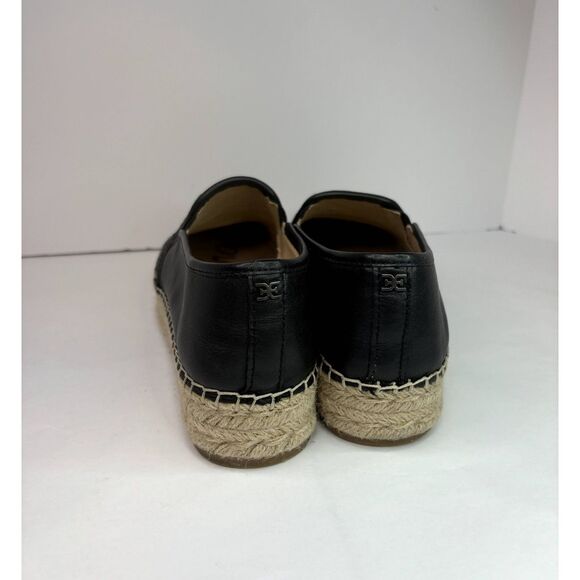 Sam Edelman Catherine Black Leather Platform Espadrille Slip On Shoes Gold - Picture 6 of 10